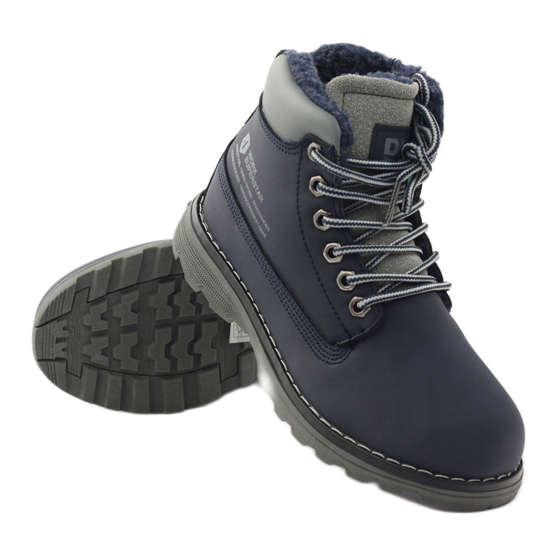 DK Botas de montaña de invierno con cremallera 75009 azul marino gris 3