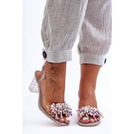 Sandalias De Moda Decoradas En Un Tacón Gris S.Barski MR1037-23 1