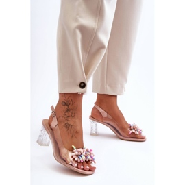 Sandalias rosadas de moda decoradas en un talón S.Barski MR1037-23 rosado 6