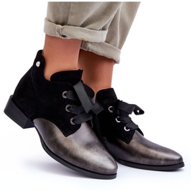 Zapatos De Tacón Plano De Mujer Con Cordones Negro Meroni 8