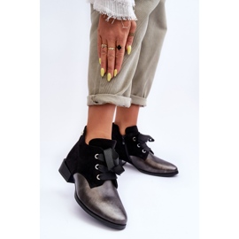 Zapatos De Tacón Plano De Mujer Con Cordones Negro Meroni 3