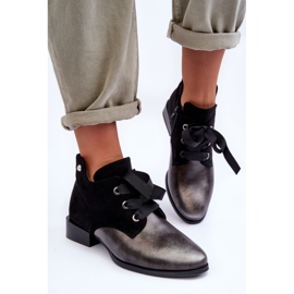 Zapatos De Tacón Plano De Mujer Con Cordones Negro Meroni 5