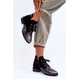 Zapatos De Tacón Plano De Mujer Con Cordones Negro Meroni 6