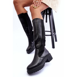 Botas por encima de la rodilla de cuero negro Fenwell 2