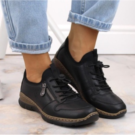 Zapatos sin cordones de cuero Rieker W RKR609 negro 3