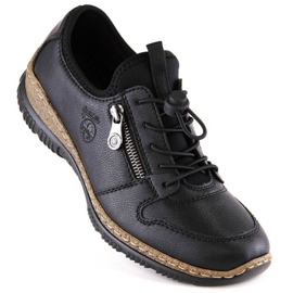 Zapatos sin cordones de cuero Rieker W RKR609 negro 4