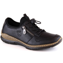 Zapatos sin cordones de cuero Rieker W RKR609 negro 5