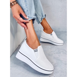 Jenkins zapatillas blancas sin cordones con cuña blanco 2