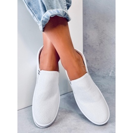 Jenkins zapatillas blancas sin cordones con cuña blanco 3