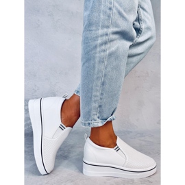 Jenkins zapatillas blancas sin cordones con cuña blanco 4
