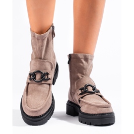 Botas plataforma mujer beige marrón 4