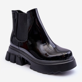 Botines Chelsea Worker Mujer Lacados Negro Brizora 1