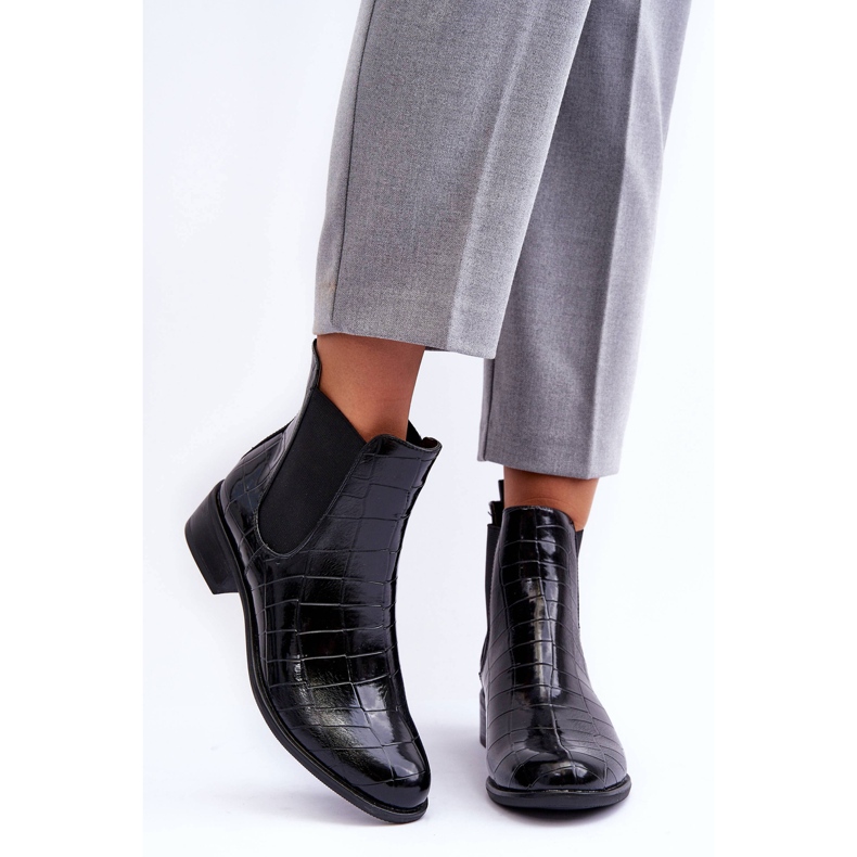 Botas Piel Botines Chelsea Estampado Animal Negro Daina 2