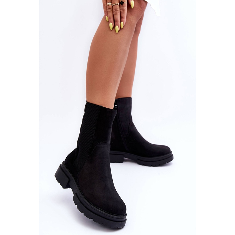 Botas Altas Cálidas Botas Jodhpur Nubuck Negro Milca 1