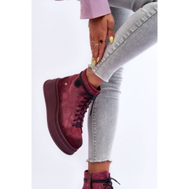 Botas de gamuza en una plataforma masiva Maciejka 06309-23 Borgoña rojo 4