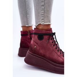 Botas de gamuza en una plataforma masiva Maciejka 06309-23 Borgoña rojo 6