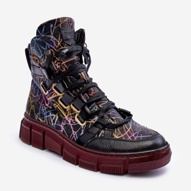 Botas planas de cuero con cordones Maciejka 06158-01 Negro 1