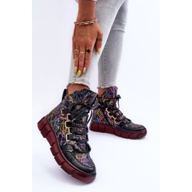 Botas planas de cuero con cordones Maciejka 06158-01 Negro 3