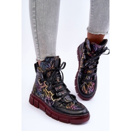 Botas planas de cuero con cordones Maciejka 06158-01 Negro 7