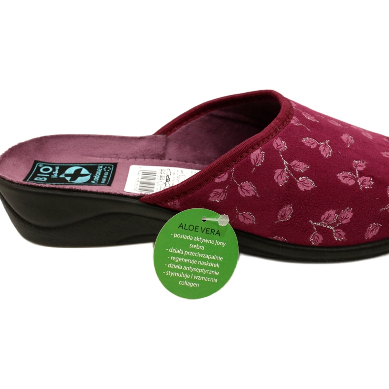 Pantuflas terciopelo burdeos Adanex 28271 Aloe Vera rojo 6
