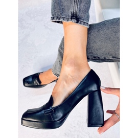 Mocasines de tacón alto de Entee Black negro 5