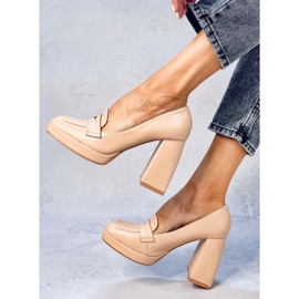 Mocasines tacón Entee Nude beige 4