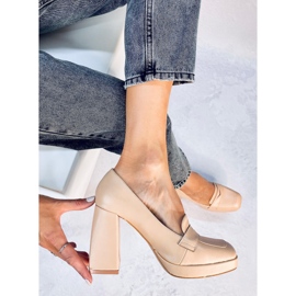 Mocasines tacón Entee Nude beige 5