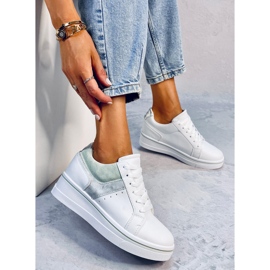 Tobey zapatillas verdes con cuña blanco 2