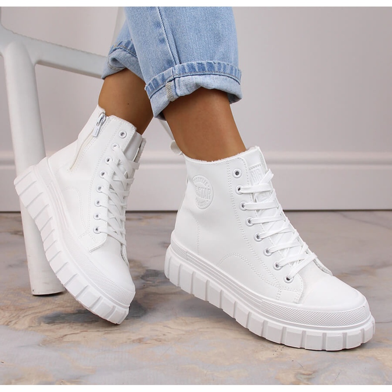 Botas aislantes Big Star MM274624 en la plataforma con cordones y cremalleras blanco 1 Botas aislantes Big Star MM274624 en la plataforma con cordones y cremalleras blanco 1