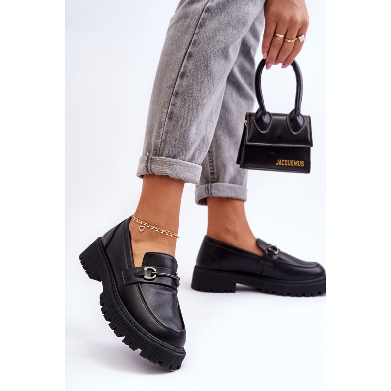 PE1 Mocasines Mujer Piel Plataforma Negro Detes 2