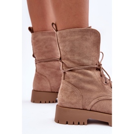 Botas Worker Tacón Plano Ante Beige Jence 4
