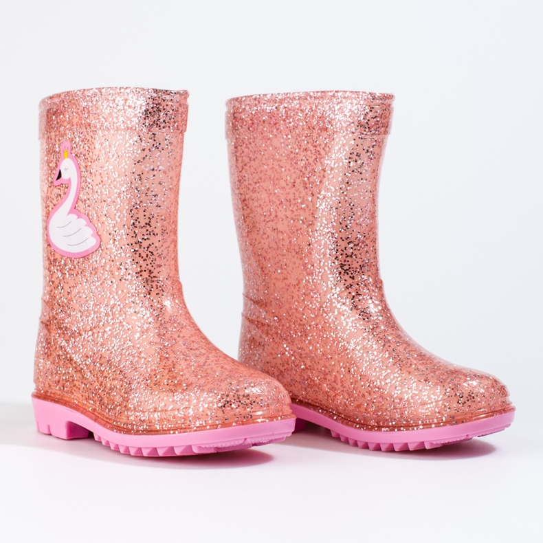 Botas de agua High Glitter Shelovet para niñas, rosa claro rosado 1