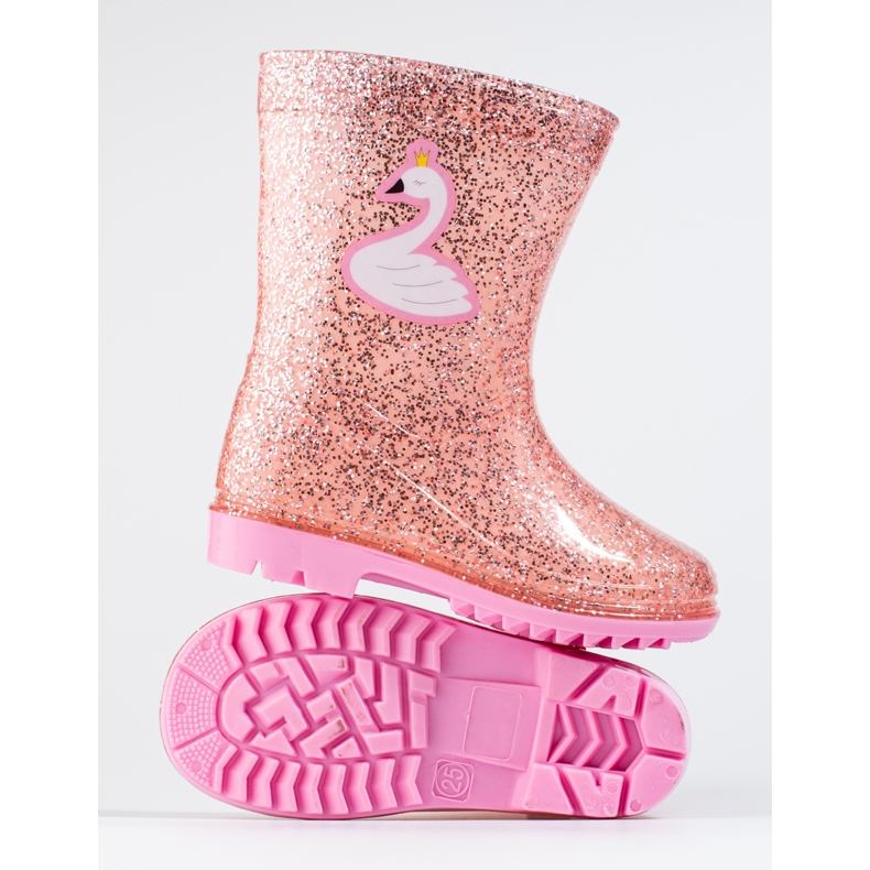 Botas de agua High Glitter Shelovet para niñas, rosa claro rosado 2