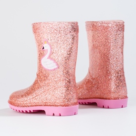 Botas de agua High Glitter Shelovet para niñas, rosa claro rosado 3