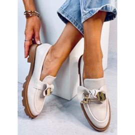 Mocasín con oso dorado Beige Miel 2