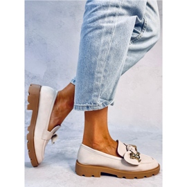 Mocasín con oso dorado Beige Miel 4