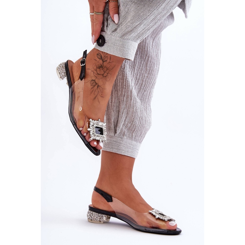 Sandalias Transparentes con Adornos Negro S.Barski MR1037-05 1