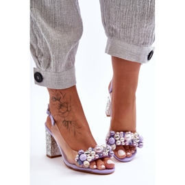 Sandalias Con Estilo Transparentes En Un Tacón Púrpura S.Barski MR1037-17 1