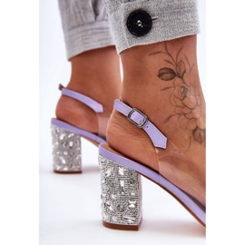 Sandalias Con Estilo Transparentes En Un Tacón Púrpura S.Barski MR1037-17 2
