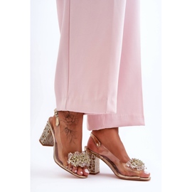Sandalias doradas transparentes con estilo en un tacón S.Barski MR1037-19 dorado 7