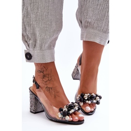 Sandalias Tacón Negro Estilo Transparente S.Barski MR1037-17 2