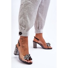 Sandalias Elegantes Decoradas Negro Transparente S.Barski MR1037-18 5
