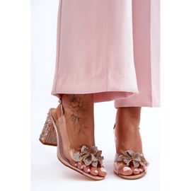 Sandalias Elegantes Decoradas Oro Rosa Transparente S.Barski MR1037-18 1
