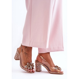 Sandalias Elegantes Decoradas Oro Rosa Transparente S.Barski MR1037-18 rosado 7