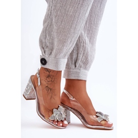 Sandalias Elegantes Decoradas Plata Transparente S.Barski MR1037-18 1