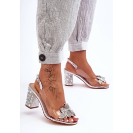 Sandalias Elegantes Decoradas Plata Transparente S.Barski MR1037-18 3