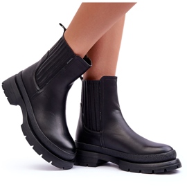 Botas Chunky De Piel Botines Chelsea Negro Rosan 7