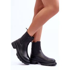 Botas Chunky De Piel Botines Chelsea Negro Rosan 2