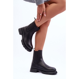 Botas Chunky De Piel Botines Chelsea Negro Rosan 3