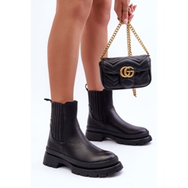 Botas Chunky De Piel Botines Chelsea Negro Rosan 6